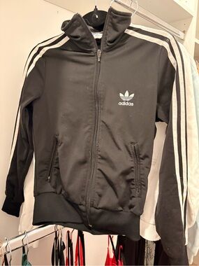 adidas Black Jacket with White Stripes